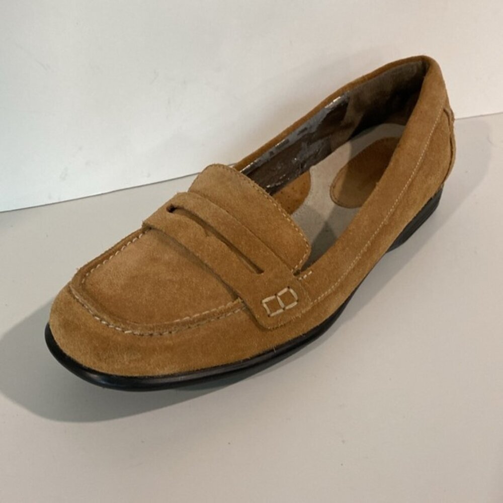 Women’s Tan Suede Penny Loafers - Picture 3 of 14